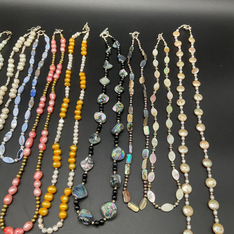 Freshwater Cultured Pearl & Shell Necklace Lot of 10 Mixed Styles 1.1 Lbs