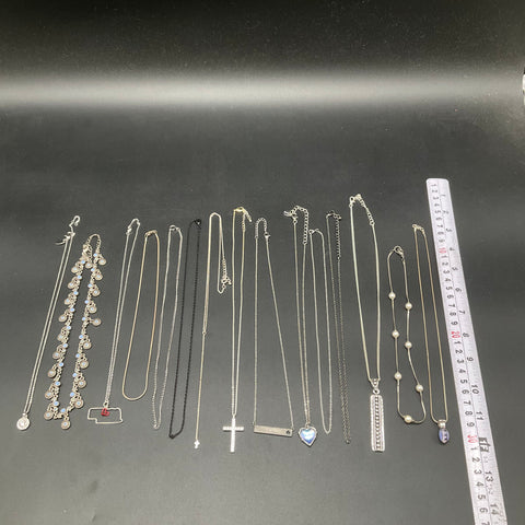 Fashion Costume Jewelry Lot 15 Necklaces Pendants Silver Gold Tone Cross Heart