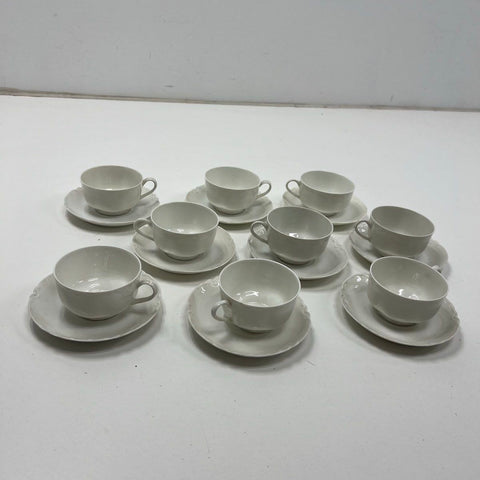 Haviland Ranson 18pc Teacup & Saucer Set White Porcelain Vintage France