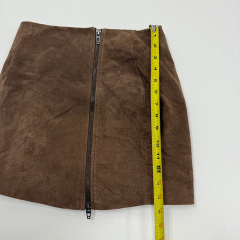 Blank NYC Brown Suede Leather Zipper Front A-Line Mini Skirt Women's Size 25