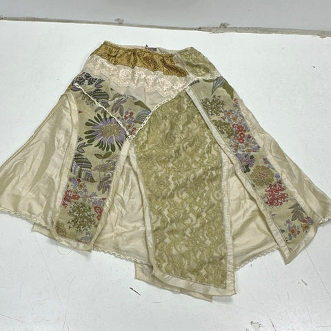 Vintage Y2K Celui Women's Green Patchwork Floral Lace Boho Fairycore Skirt