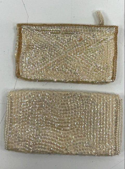 Vintage Mid Century Beaded Sequin Satin Evening Clutch Handbag Lot of 4