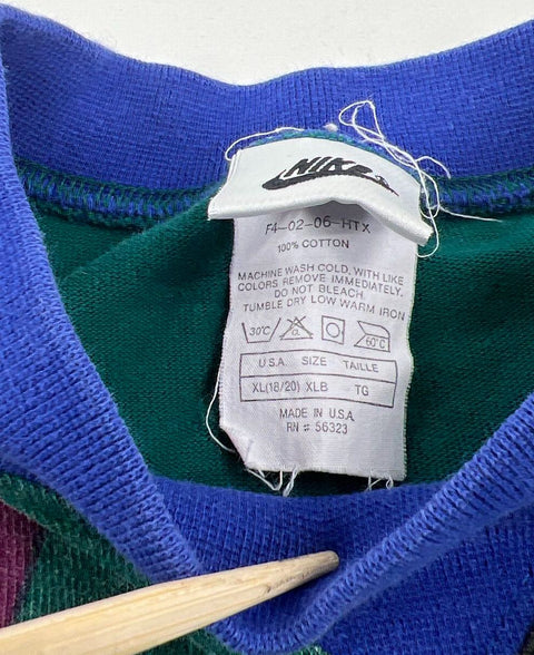 Vintage 90s Nike Grey Tag Soccer Shirt Color Block Made in USA Sz XLB