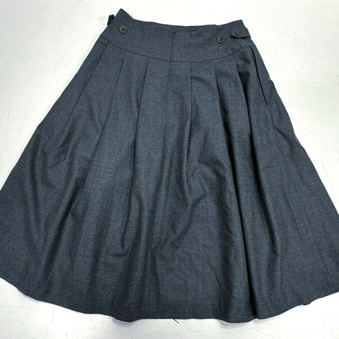 Toast Women's Gray Pleated Wool Blend Midi Skirt Side Buttons Size 6