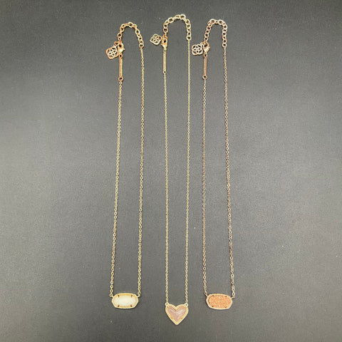 Kendra Scott Jewelry Lot of 3 Gold Tone Elisa and Ari Heart Style Necklaces