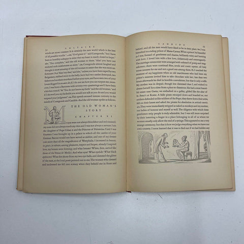 Vintage Candide by Voltaire Hardcover Book Illustrated Red Cloth Gilt Title