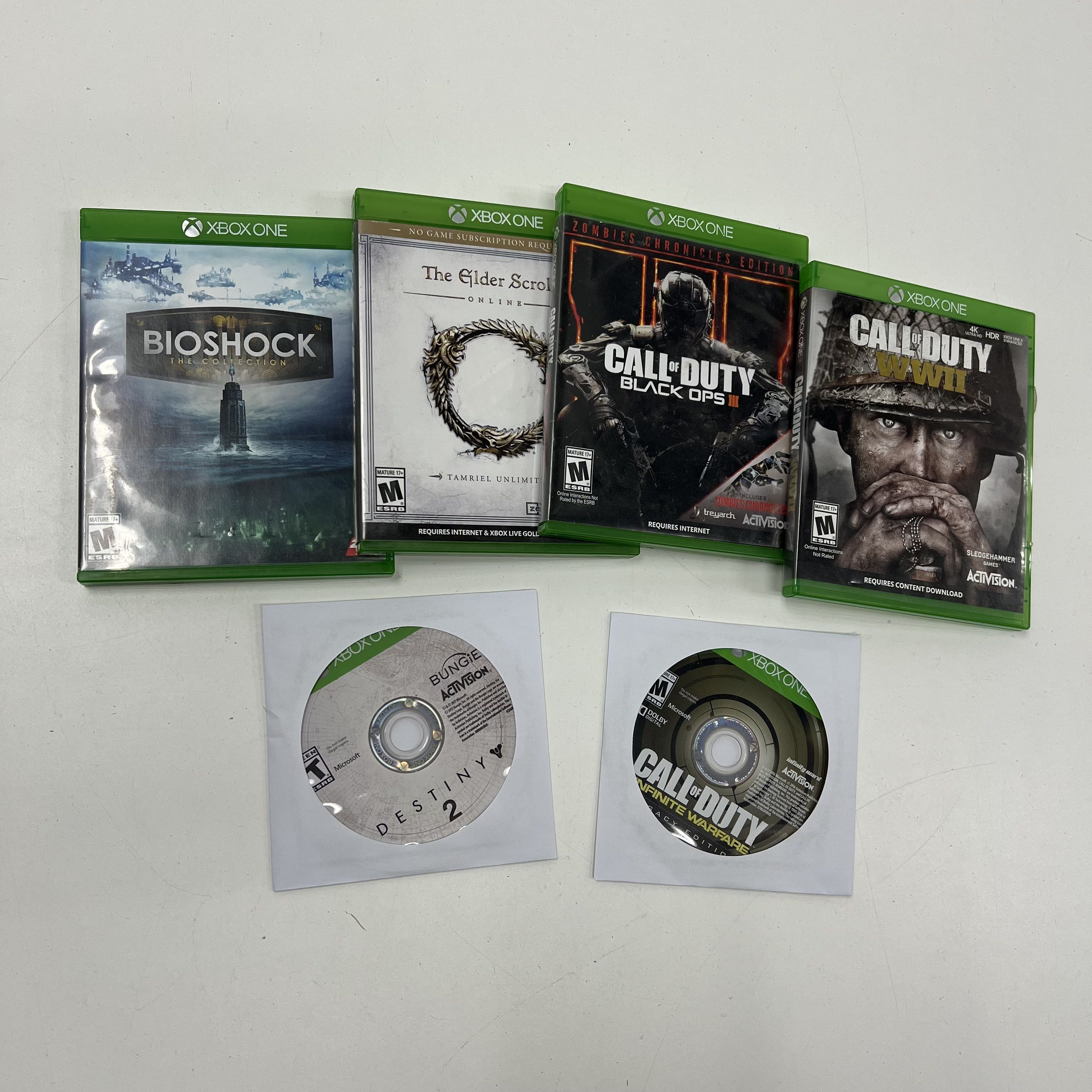 Call of Duty Black Ops 3 WWII BioShock Xbox One 6 Game Lot Microsoft