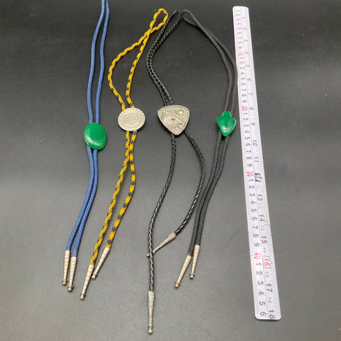 Vintage Southwestern Style Bolo Tie Lot of 4 Eagle Crest Green Stone Arrowhead