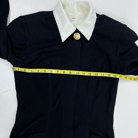 R.B. Design Group Women's Vintage 90s Black Wool Gold Button Sheath Dress Sz 6