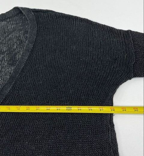 Free People Charcoal Gray Open Knit Drapey Snap Side Cardigan Sweater Women's L