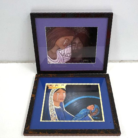 John B Moreno Lot of 2 Signed Religious Art Prints Framed Contemporary 2000s