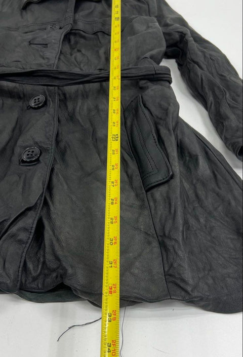 Vintage 70s Dan Di Modes 24k Leather Belted Trench Coat Jacket Made in USA