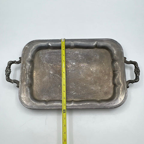 F.B. Rogers Silver Co. Silver Plate Handled Serving Tray Etched Floral Vintage
