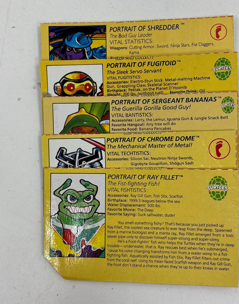 10 VTG TMNT Playmates File Cards Lot 1990s Shredder Slash Tokka Clip Collect