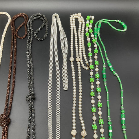 Vintage Beaded Necklaces Costume Jewelry Lot of 8 Faux Pearl Glass Tassel