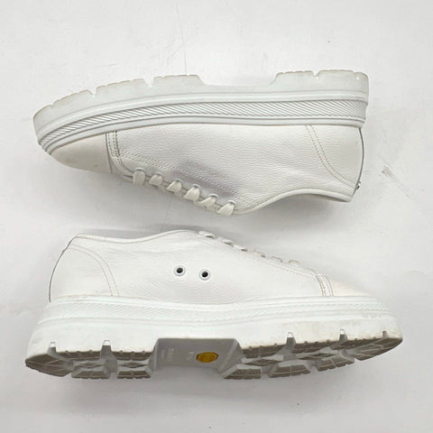 Woolrich White Pebbled Leather Platform Sneakers VI-LITE Sole Size 8.5
