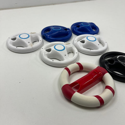 Official Nintendo Wii Wheel Lot of 7 Attachments Mario Kart Nerf Black Blue