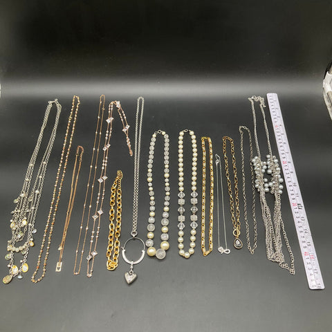Fashion Costume Jewelry Lot of 14 Necklaces Includes Juicy Couture Faux Pearl