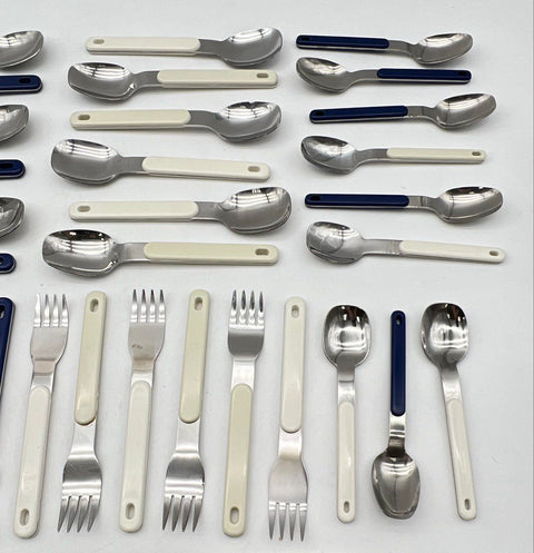Oneida Northland Colormates Stainless Flatware Set 48pc Blue White Mixed Lot