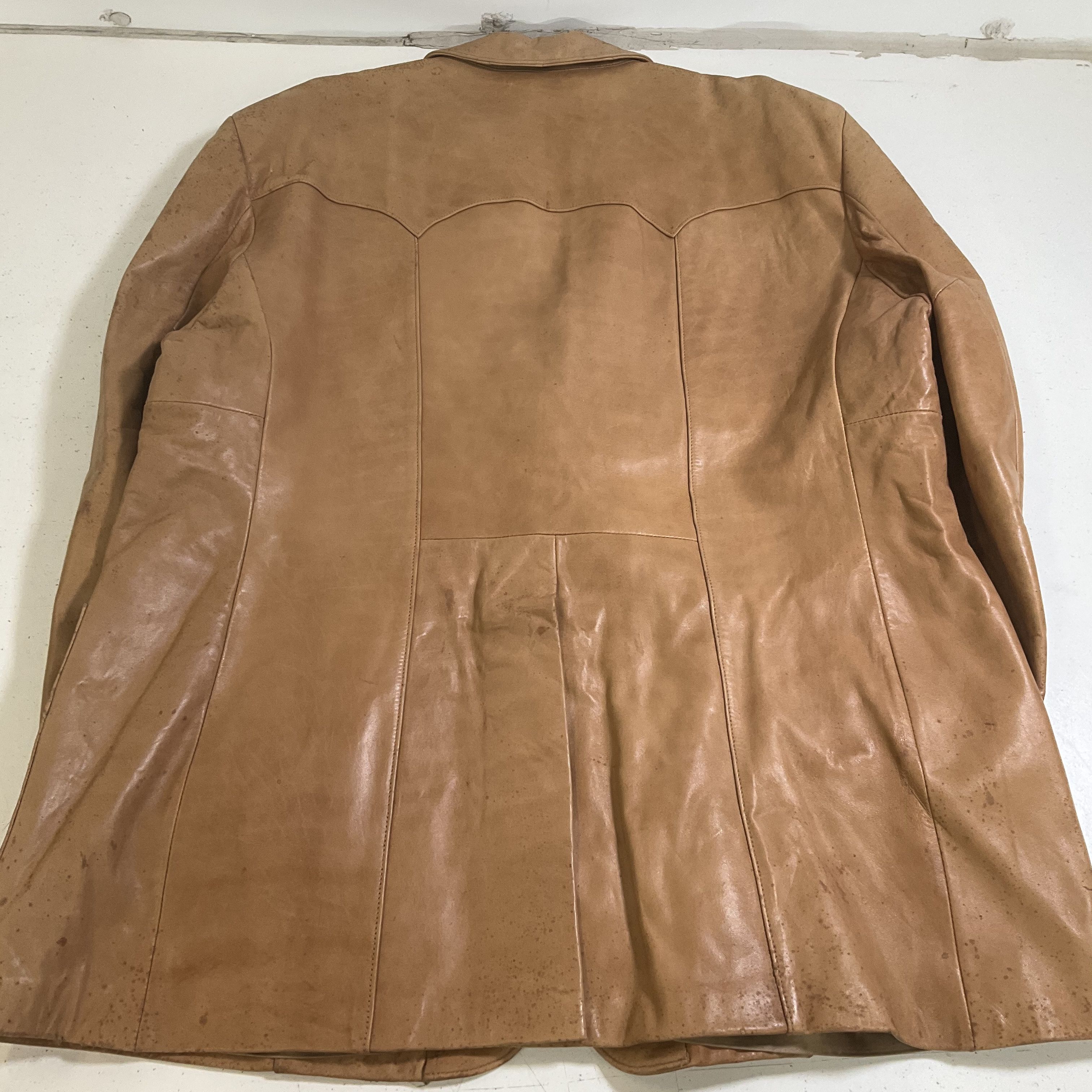 Vintage 70s Scully Tan Leather Blazer Sport Coat Jacket Men's Size 50