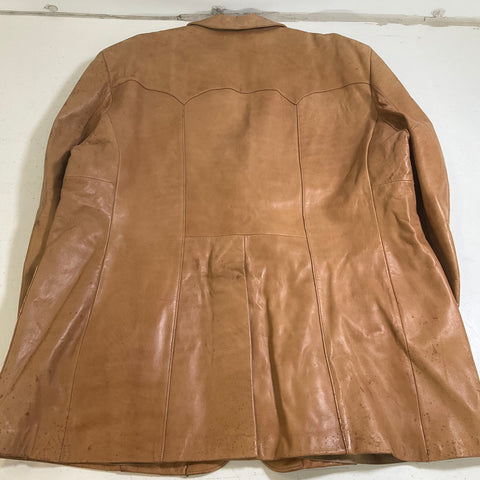 Vintage 70s Scully Tan Leather Blazer Sport Coat Jacket Men's Size 50