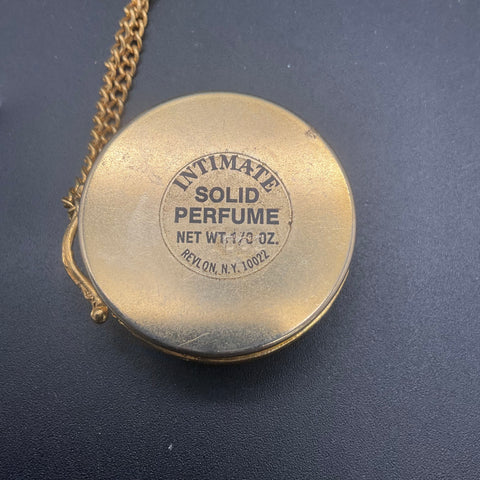 Vintage Revlon Ladybug Intimate Solid Perfume Necklace Gold Tone Pendant