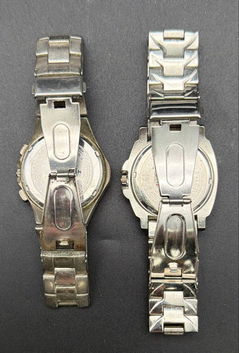 Paul Jardin Watches Lot of 2 Silver Tone Stainless Steel Back Untested As-Is