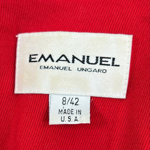 Vintage 90s Emanuel Ungaro Women's Red Cropped Bomber Jacket Wool USA Sz 8