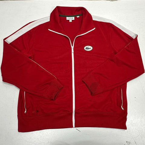 Lacoste Men's Red Stripe Sleeve Full Zip Regular Fit Track Jacket Size XXL
