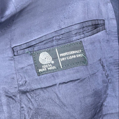 Vintage Adolfo 3 Piece Suit Men's Navy Blue Blazer Vest Pants