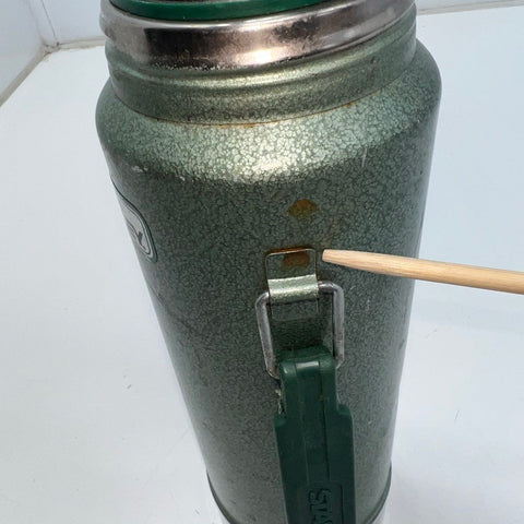 Vintage 80s Aladdin Stanley Green Hammertone Vacuum Bottle Thermos 1 Quart USA
