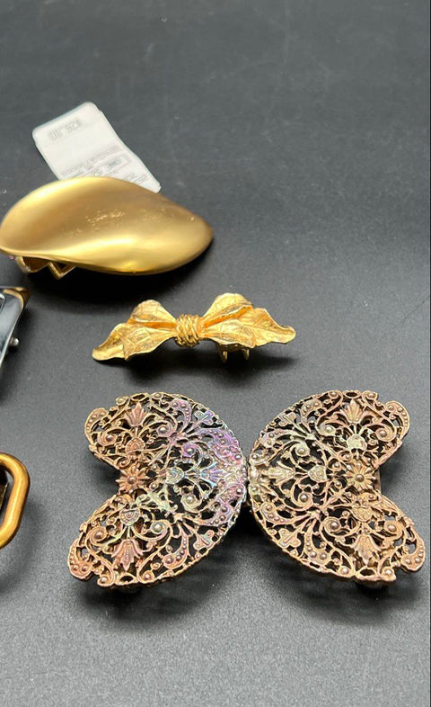 Vintage Belt Buckle Lot 6pc Ilana Goor Mimi di N Jos A Bank Solid Brass Filigree