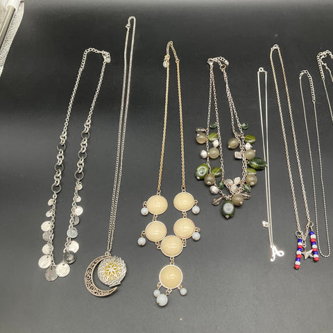 Modern Mixed Fashion Costume Jewelry Lot 0.5 lbs 10 Necklaces Owl Moon