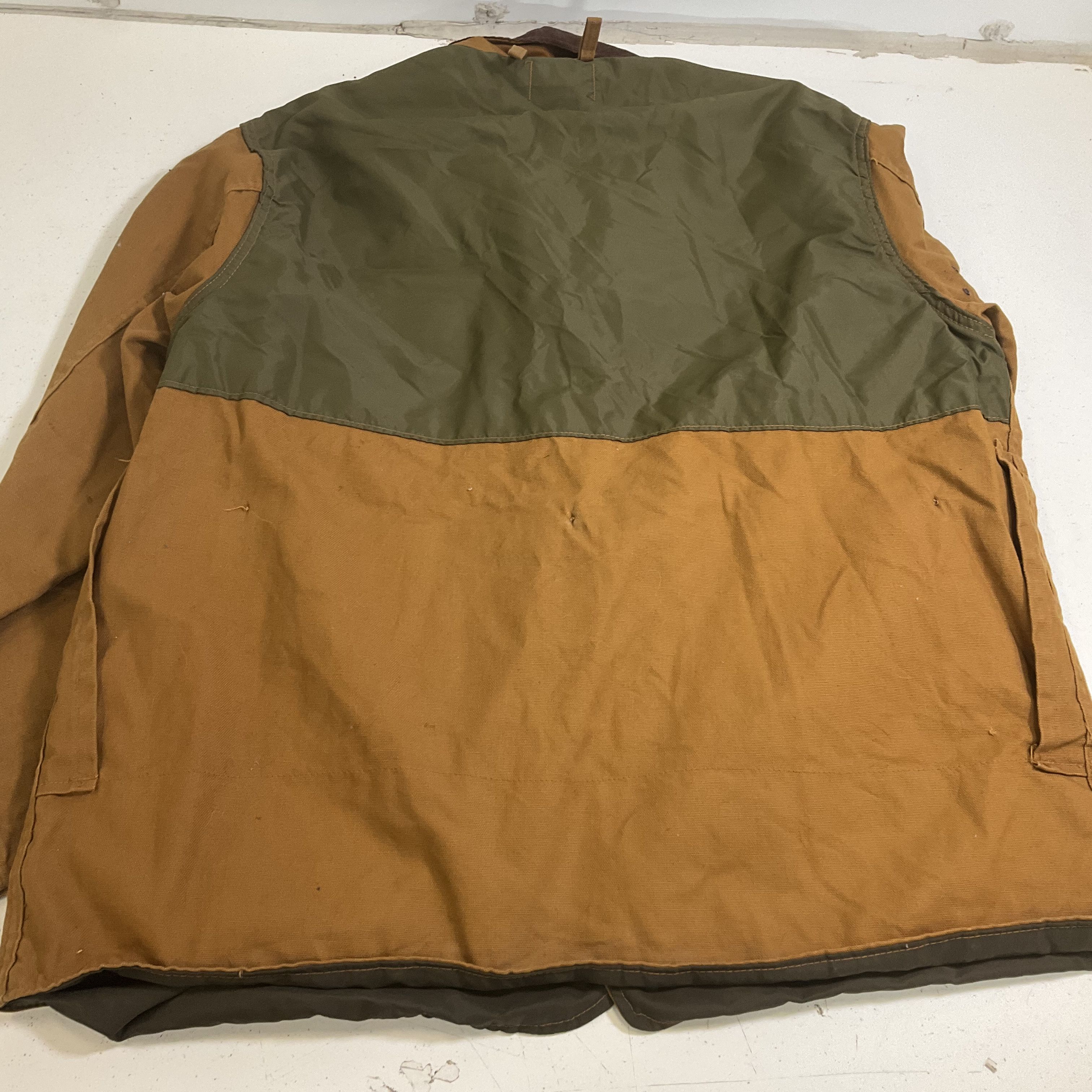 Vintage 70s Saftbak Brown Canvas Hunting Field Jacket Corduroy Collar Men's