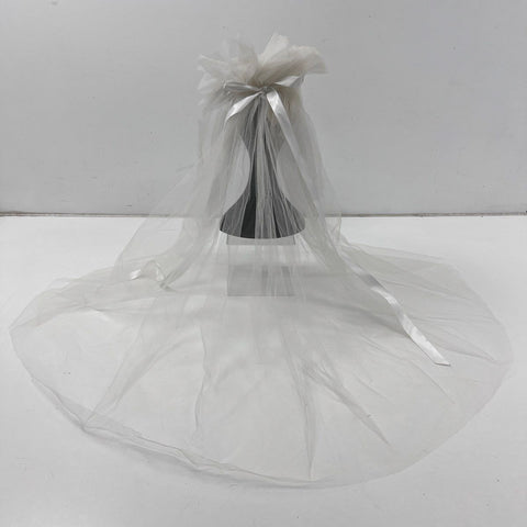 Vintage 80s Clara's Fashions Wedding Veil Lace Pillbox Cap Made in USA Sz OS