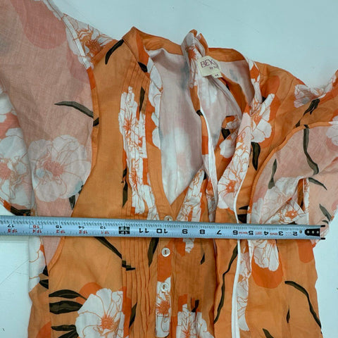 Beyond By Vera Women's Orange Floral Pintuck Tiered Maxi Dress Size M