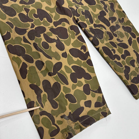 Vintage 80s Stearns Dry Wear Frog Skin Camo PVC Rain Bib Overalls Pants Sz S