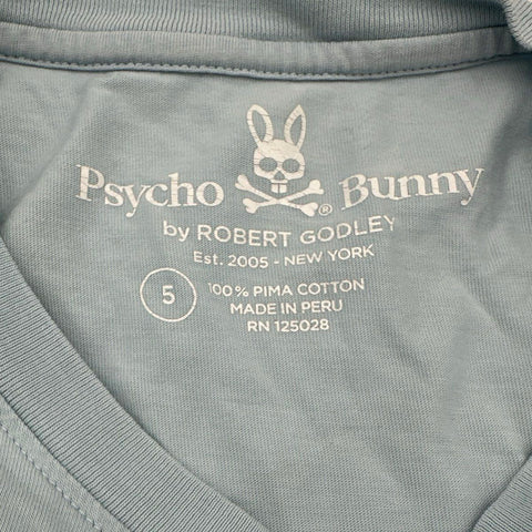 Psycho Bunny Men's Light Blue Pima Cotton Graphic T-Shirt Made for Mischief Sz 5