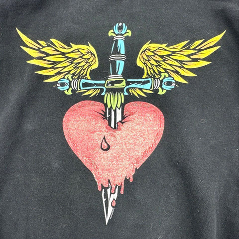 Bon Jovi Forever Dagger Heart Graphic Pullover Hoodie Black Sz M