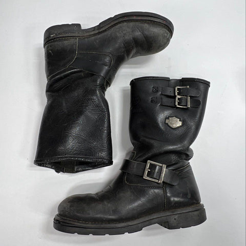 Harley Davidson Black Leather Biker Engineer Boots See Measurements