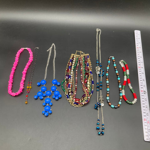 Vintage and Modern Jewelry Lot of 7 Necklaces Statement Beaded Multi-strand