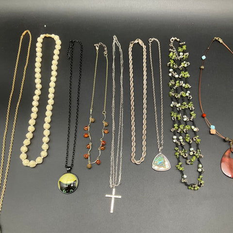 Vintage to Modern Costume Jewelry Lot of 11 Necklaces Pendants Beaded Chains