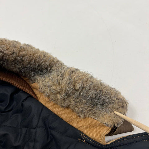 Vintage Carhartt 968QH Brown Duck Canvas Quilted Faux Fur Snap Hood Made USA