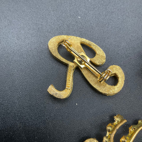 Vintage Costume Jewelry Lot 4pc Manselle Austria Rhinestone Enamel Flower Brooch