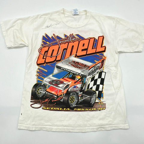 Lot of 2 Jonathan Cornell #28 Signed Racing T-Shirts Youth Sz L Sedalia MO