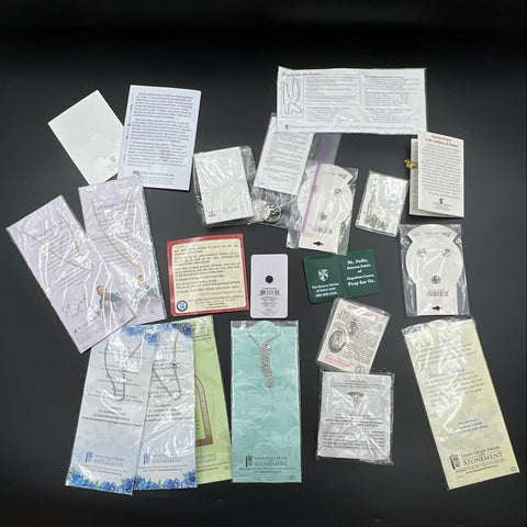 Catholic Religious Devotional Lot 23 Pieces Rosaries Medals Cards St. Anthony