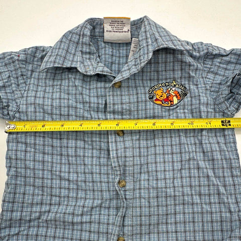 Vintage 90s Disney Pooh 100 Acre Collection Plaid Button Down Shirt Sz 24 MOS
