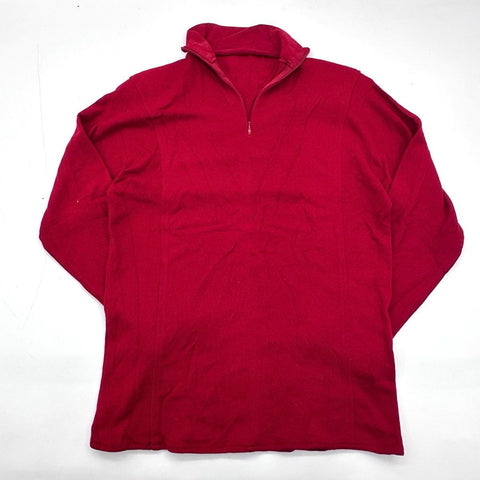 Vintage 80s Anne Klein Red 1/4 Zip Knit Top Shoulder Pads ILGWU USA Sz S