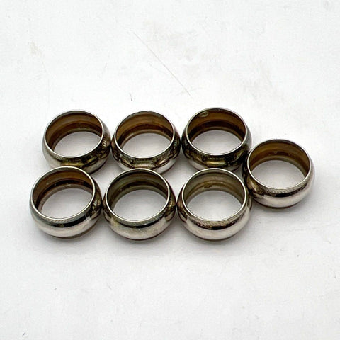 Vintage Silver Tone Metal Napkin Rings 7 Piece Set Hatched Border Design