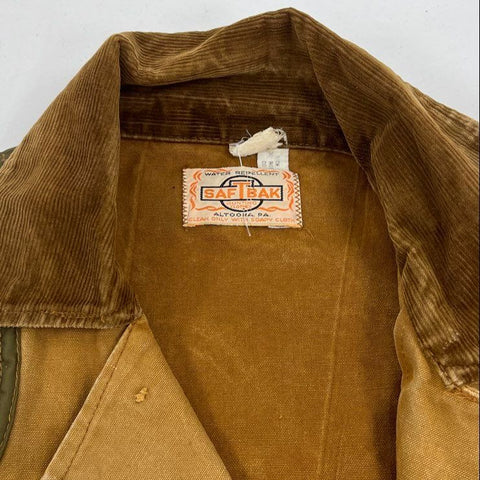Vintage 70s Saf-T-Bak Brown Canvas Hunting Field Chore Coat Jacket Men's